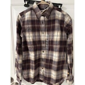 Carhartt Flannel Shirt Womens XS Brown Plaid‎ Long Sleeve Button Up NWT